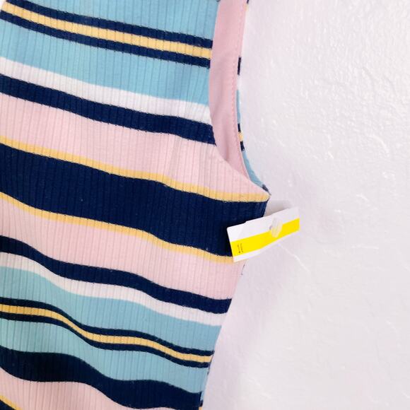 AFRM Striped Ribbed Double V-Neck Sleeveless Bodysuit Pastel Pink size XS NWOT - Picture 3 of 10